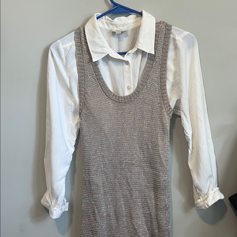 Tristan V-Neck Knit Sweater Vest in Brown